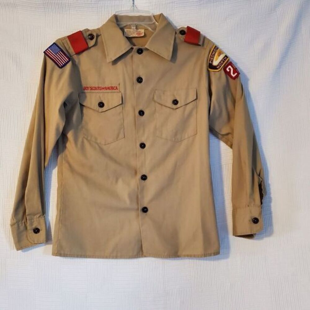 Boy Scouts of‎ America Uniform Youth Shirt Size 14 Patches Made In USA Vintage